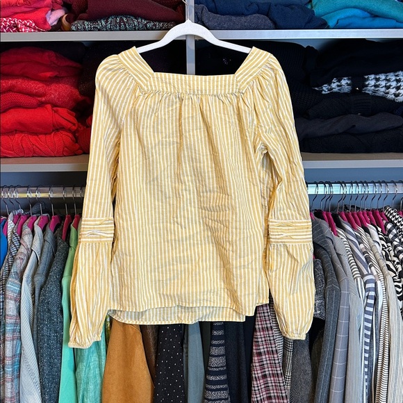 Lauren Conrad yellow/white striped long sleeve top size S - Picture 3 of 3